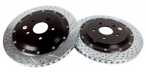 Cadillac XLR-V Brake Rotors (2) - Rear - Baer Brakes - Eradispeed+ Slot and Drill - Black Anodized - `06-`09